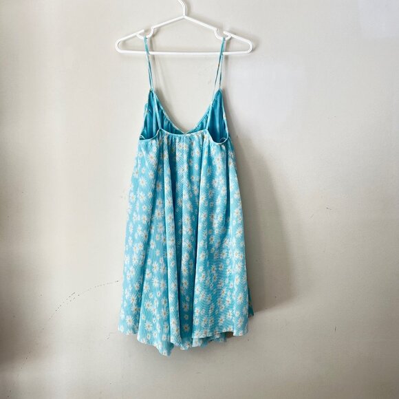 NEW ZARA Pleated Baby Floral Blue Camisole Style Mini Dress, Size M - Picture 14 of 16